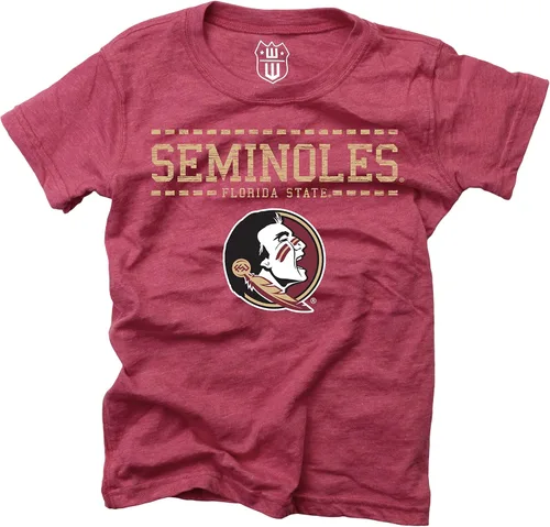 Wes and Willy NCAA - Camiseta mezclada S/S para niñas Florida State Seminoles Granate