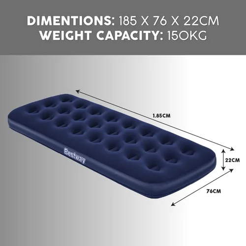 Miniatura 6 de Bestway Pavillo - Cama de aire de tamaño individual Inflable para exteriores, cama de aire interior para campamento, colchón de aire de inflado