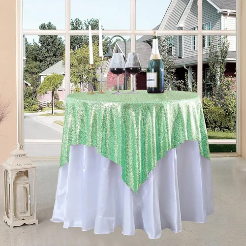 Miniatura 15 de Manteles redondos de lentejuelas negros para fiestas, de 121,9 cm, mantel redondo de purpurina ajustado, pequeño, lindo y dulce, para boda