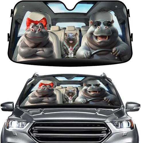 Miniatura 19 de GENANY - Cubierta de parabrisas de flamenco para automóvil, SUV, camión (55 x 30 pulgadas), protector térmico plegable, persianas para ventanas