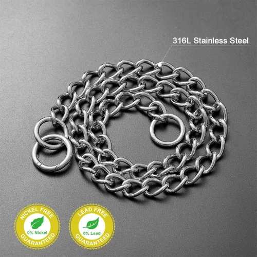 Miniatura 5 de Collar de perro dorado resistente con gancho de cierre de anillo, cadena de eslabones cubanos de 0.59 pulgadas, cadena de metal ajustable de acero