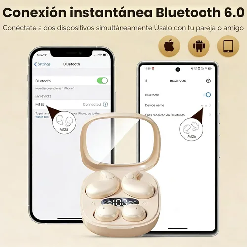 Miniatura 6 de Auriculares para dormir de lado, mini auriculares inalámbricos 2 en 1 con Bluetooth para dormir, discretos auriculares intrauditivos para pequeños