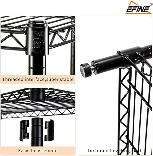 Miniatura 6 de EFINE - Estantería de 5 estantes con forros para estantes, certificado NSF, estantes ajustables de alambre de metal resistente, capacidad de carga