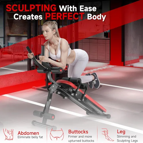 Miniatura 3 de Bigzzia Máquina de abdominales, 5 en 1 ajustable, banco de entrenamiento abdominal, entrenador de abdomen para entrenamiento de estómago, máquina