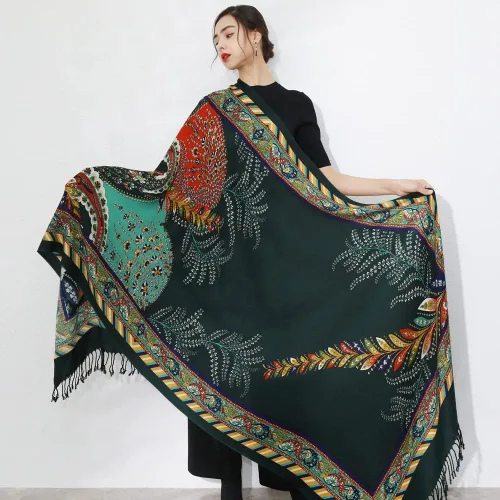 Miniatura 305 de DANA XU Manta de pashmina extragrande 100% de lana merina, bufanda de viaje, bufanda de cachemira para mujer, otoño e invierno, chal de gran