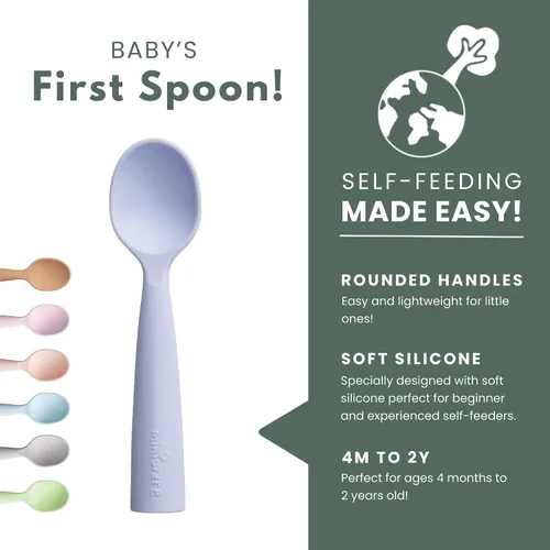 Miniatura 2 de Miniware Cuchara de silicona para bebé para entrenamiento, utensilios para bebés sin BPA, cucharas para bebés de 6 meses, 100% silicona de grado