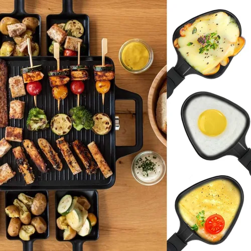 Miniatura 4 de HONNE Mini parrilla con revestimiento antiadherente, accesorios para derretir queso, repuesto de raclettes/platos adicionales de raclette