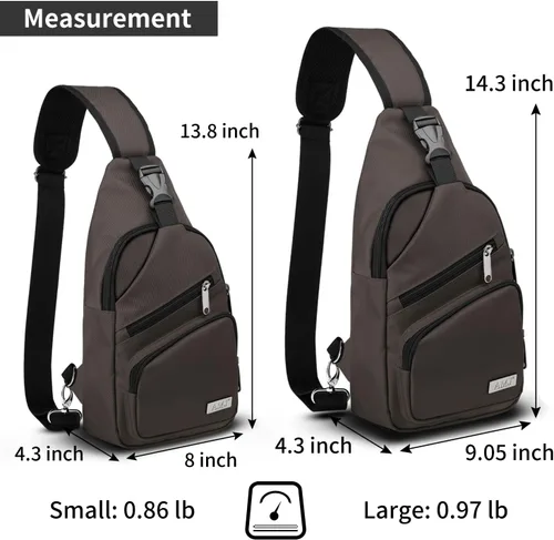 Miniatura 2 de AMJ Bolso cruzado tipo bandolera para hombres y mujeres, mochila de hombro casual, mochila de pecho tipo morral para senderismo y viajes Marrón