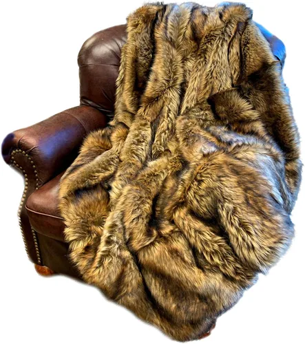 Miniatura 5 de Fur Accents Manta suntuosa de piel sintética de lujo, calidad de diseñador fabricada en Estados Unidos, Winter Fox