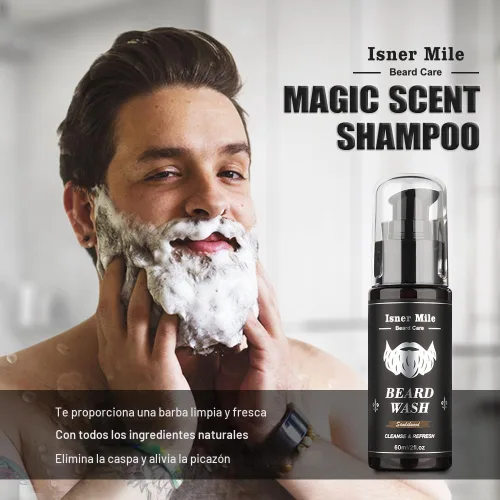 Miniatura 4 de Kit de cuidado de barba para hombres: con champú para barba - aceite - bálsamo - cepillo - peine - tijeras y bolsa de almacenamiento, Día del Padre