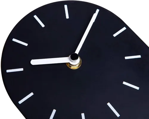 Miniatura 6 de SOFFEE DESIGN Reloj de mesa de una pieza con hoja de hierro con base de madera, reloj de escritorio sin tictac funciona con pilas para sala de Negro