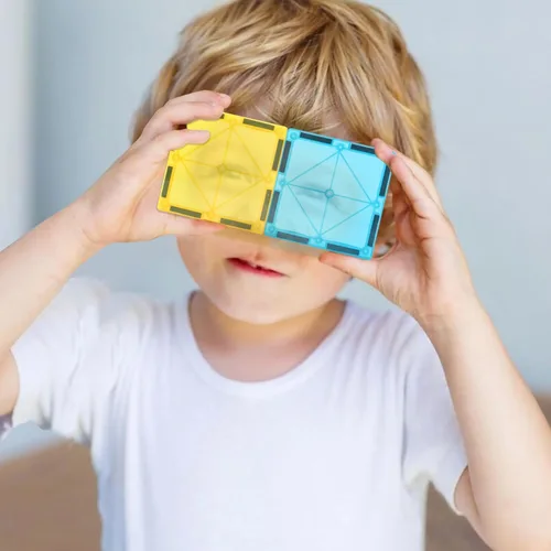 Miniatura 7 de Jasonwell - Azulejos magnéticos, bloques magnéticos para niños 60 piezas, conjuntos de construcción 3D, juguetes con imanes, juguetes educativos