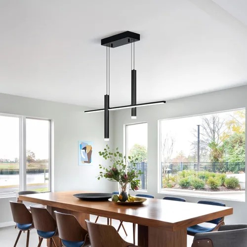 Miniatura 3 de Moderna lámpara colgante lineal LED con focos duales, regulable, 6000 K, luces colgantes de isla de cocina, candelabros negros chapados en isla