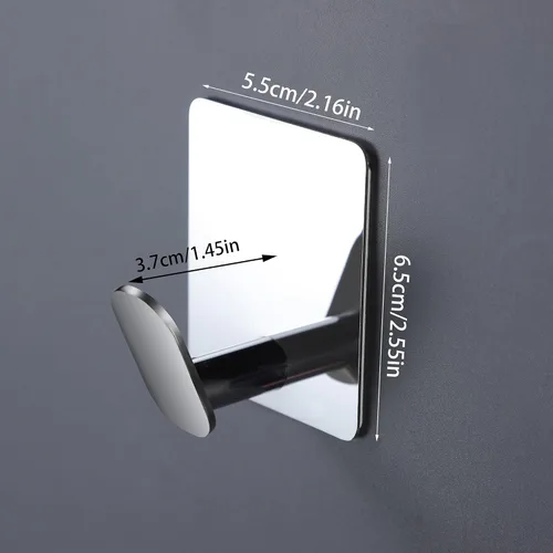 Miniatura 6 de DELITON - Paquete de 4 ganchos adhesivos para colgar resistentes para bata de abrigo, ganchos de ducha impermeables de acero inoxidable, color Espejo