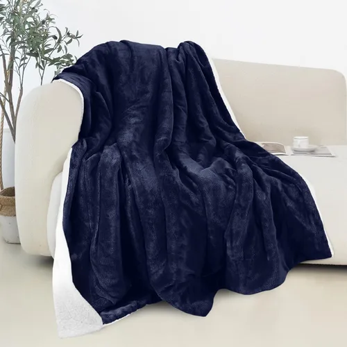 Miniatura 39 de Elegant Comfort - Manta reversible y ultra suave de franela con forro polar - Manta de sherpa navideña de invierno - Ligera, suave y acogedora