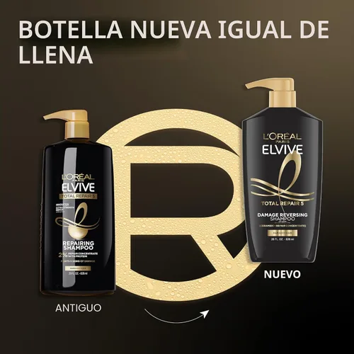 Miniatura 5 de L'Oreal Paris Elvive Total Repair 5 Champú Reparador para Cabello Dañado Champú con Proteína y Ceramida para Cabello Fuerte Sedoso Brillante