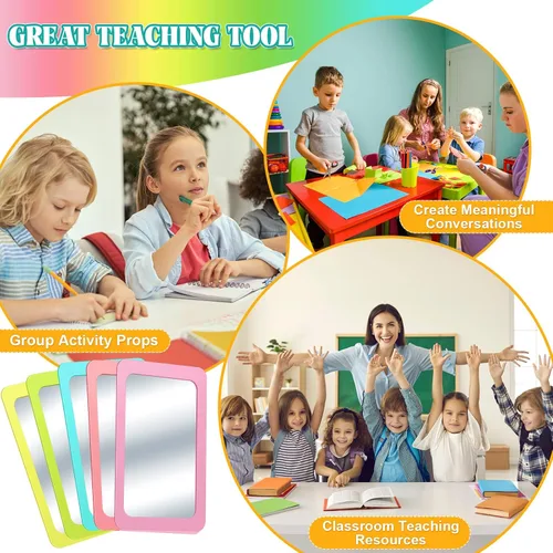 Miniatura 5 de Dandat 10 Espejos Pequeños para Niños Seguros a Prueba de Roturas de 6 x 4 Pulgadas Irrompibles Espejo de Aula para Manualidades a Granel