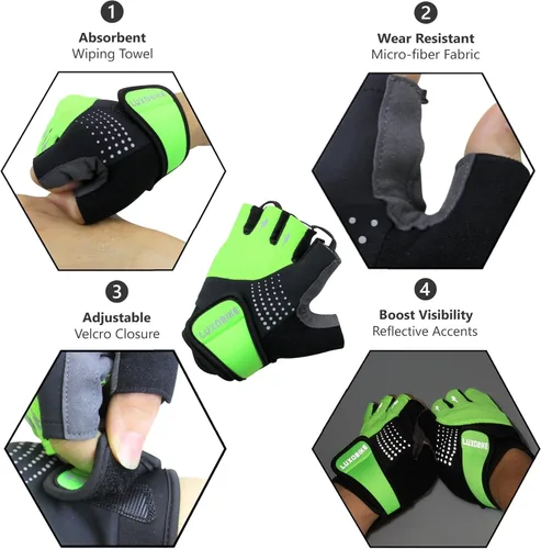Miniatura 2 de Guantes de ciclismo para bicicleta de montaña para hombre, amortiguadores de gel SBR acolchados, palma antideslizante, ultra transpirables