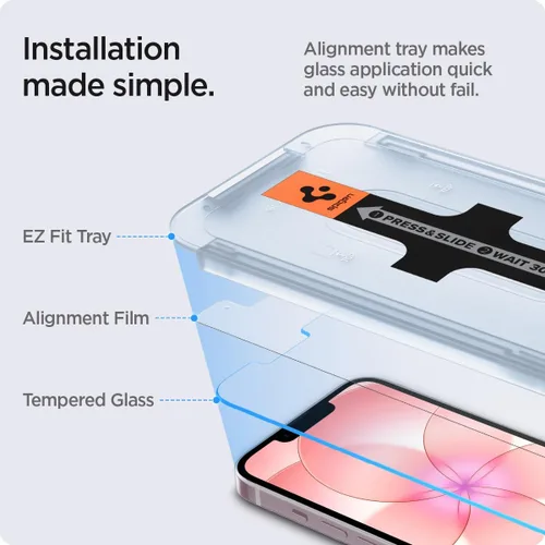 Miniatura 3 de Spigen Protector de pantalla de vidrio templado [GlasTR EZ FIT] diseñado para iPhone 14 / iPhone 13 Pro/iPhone 13 [2 unidades]