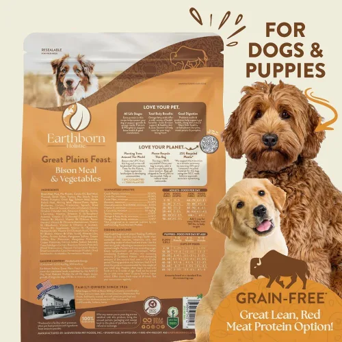 Miniatura 4 de Earthborn Holistic Great Plains Feast with Bisonte - Alimento seco natural para perros sin granos, 25 libras