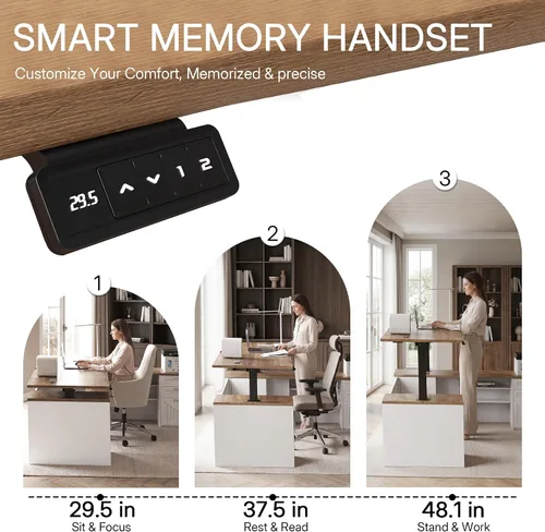 Miniatura 4 de Escritorio ejecutivo en forma de L de 78 pulgadas con archivador y cajones de salida USB, escritorio ejecutivo moderno de doble motor de altura