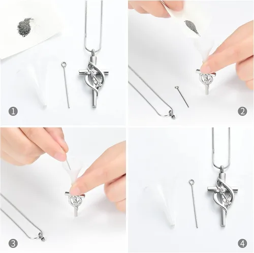 Miniatura 5 de Minicremation Joyería de cremación para cenizas Collar de urna de cruz para mujeres y hombres, medallón religioso de urna conmemorativa religiosa