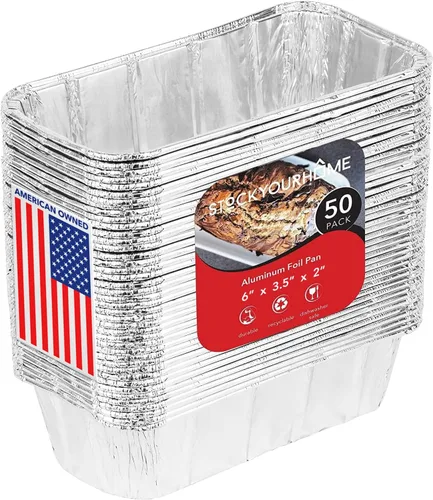 Miniatura 10 de Stock Your Home - Minimoldes desechables de aluminio con tapas, 450 g (paquete de 50 unidades) Nuevos y mejorados moldes de papel de aluminio