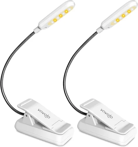 Miniatura 31 de VAVOFO Luz de lectura recargable con clip, 7 LED con 3 temperaturas de color, 9 niveles de brillo, luces de libro para leer en la cama con indicador