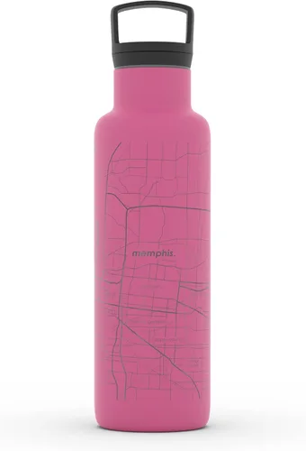 Miniatura 76 de Well Told Botella de agua aislada con mapa de Washington DC grabado, botella de acero inoxidable grabada (21 onzas, blanco) botella aislada de mapa