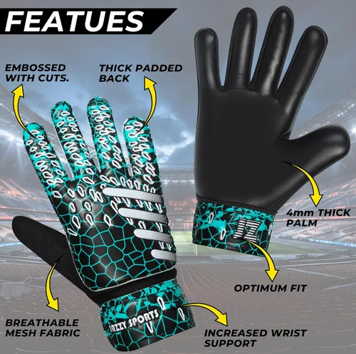 Miniatura 2 de Guantes de portero de fútbol para niños, jóvenes y adultos, guantes de portero de fútbol funky con doble protección para la muñeca de 0.157 in