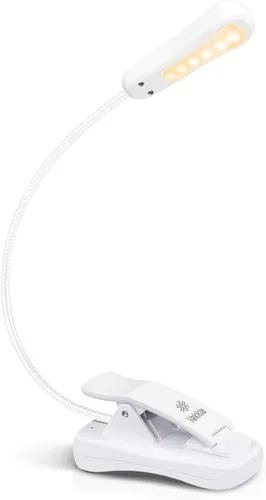 Vekkia - Luz de libro recargable LED cálida de 3000 K, fácil para los ojos, con clip, luces de lectura para leer en la cama, coche y viajes, ligera,