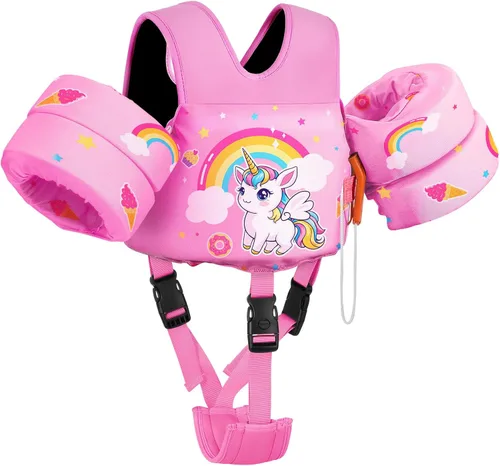 Miniatura 14 de MoKo - Chaleco de natación para niños pequeños de 6.8 a 25.4 kg, con alas de natación para charco, con correa para la entrepierna, alas de natación