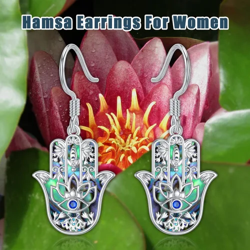 Miniatura 3 de Christmas Gifts Moonstone Filigree Evil Eye Earrings Sterling Silver Hamsa Evil Eye Jewelry for Women Girls