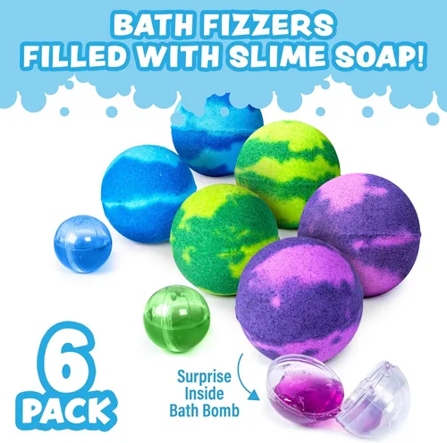 Miniatura 7 de Bombas de baño Tub Works Super Goo Slime 'Sorpresa', paquete de 6 Bombas de baño para niños con sorpresa interior No tóxico Jabón de slime