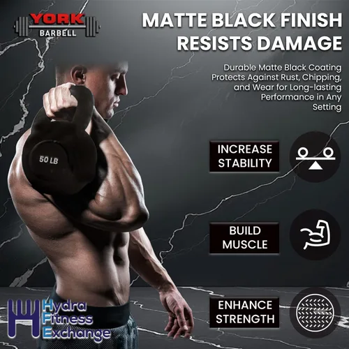 Miniatura 5 de Kettlebell Weights – 5lb to 80lb Cast Iron Kettlebells with Matte Black Finish – Full Body Strength Training & CrossFit Conditioning – Ideal for