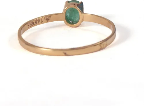 Miniatura 3 de Tienda Collection - Anillo de oro amarillo liso de 18 quilates para ella, Metal, Esmeralda