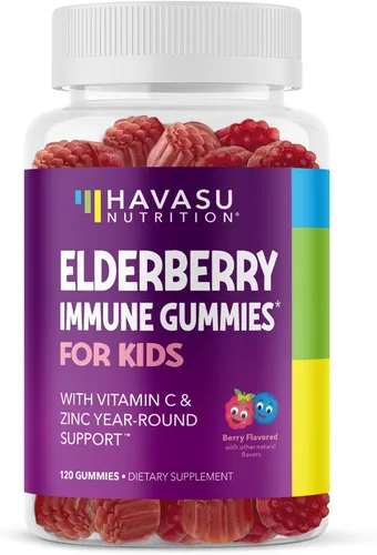 Gomitas de saúco para niños con zinc y vitamina C, suplementos de hierbas ingredientes para un potente apoyo antioxidante para la defensa