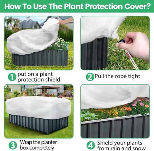 Miniatura 5 de Cubiertas para Plantas con Protección contra Heladas, Paquete de 2, Cubierta Rectangular para Cama de Jardín Elevada de 4.1 x 2 x 1.6 pies