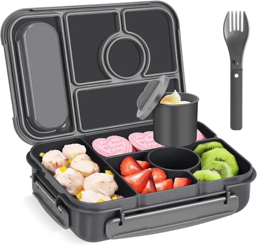 Miniatura 12 de Amathley Lonchera Bento para Adultos, Lonchera para Niños, Recipientes para Almuerzo para Adultos/Niños/Niños Pequeños, Lonchera Bento de 5 Azul