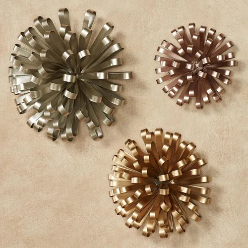 Miniatura 2 de Touch of Class Metallic Fusion - Juego de tres detalles de pared, metal, rosa, oro, platino, flores modernas para dormitorio, sala de estar