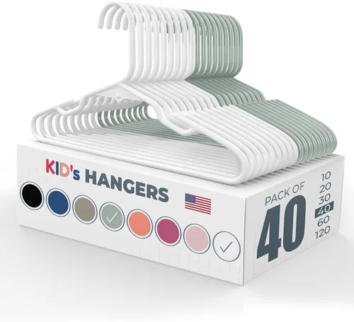 Miniatura 19 de Perchas de plástico para niños de 12 pulgadas, paquete de 10 unidades, fabricadas en los Estados Unidos, capacidad de 5 libras, perchas para ropa