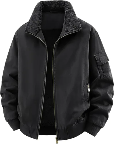 Miniatura 8 de Eisctnd Chaqueta bomber de invierno con forro de sherpa para hombre, abrigo de forro polar cálido resistente para hombres con bolsillos
