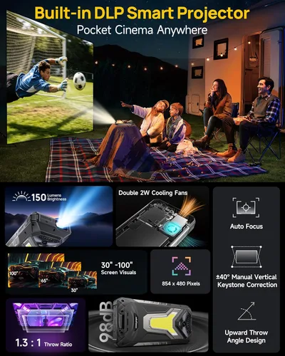 Miniatura 2 de Ulefone Armor 34 Pro 5G - Teléfono inteligente resistente con proyector de 150 lúmenes, 32GB+512GB ROM/2TB, 25500mAh 66W, Android 15, 6.95" 120Hz