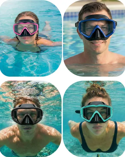 Miniatura 8 de Máscara de buceo Anti-niebla Natación Snorkel máscara adecuada para adultos Buceo Natación Snorkel Gafas Máscaras Lentes negro-azul