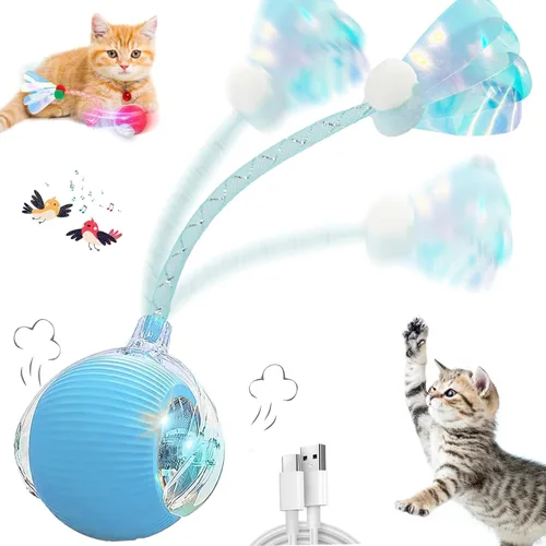 Miniatura 15 de Speedy 2.0 Tail 2 paquetes de juguetes interactivos para gatos de interior, juguete automático para gatos con cola de malla elástica, bola rodante
