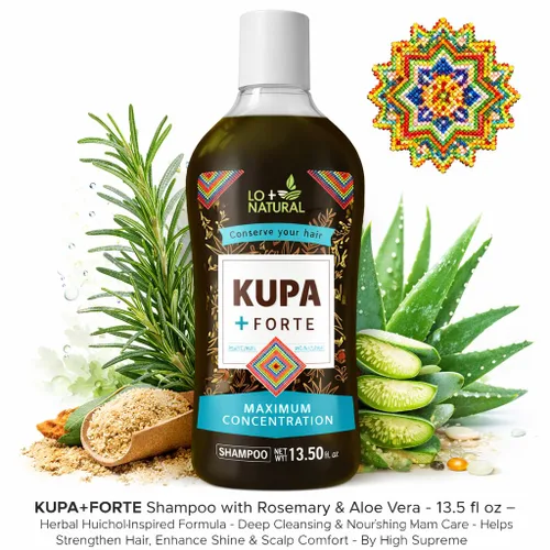 Miniatura 9 de Champú KUPA + FORTE con romero y aloe vera, 13.5 onzas líquidas, fórmula inspirada en huichol a base de hierbas, limpieza profunda y cuidado