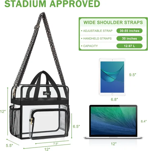 Miniatura 50 de MAY TREE Bolsa transparente para eventos en estadios de 12 x 6 x 12 pulgadas, bolsa de almuerzo transparente con correas reforzadas para trabajo