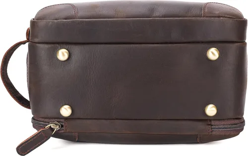 Miniatura 9 de Polare - Neceser de viaje de cuero de grano completo, kit de aseo Dopp, estuche de viaje grande para cosméticos, kit de afeitado con cremalleras YKK