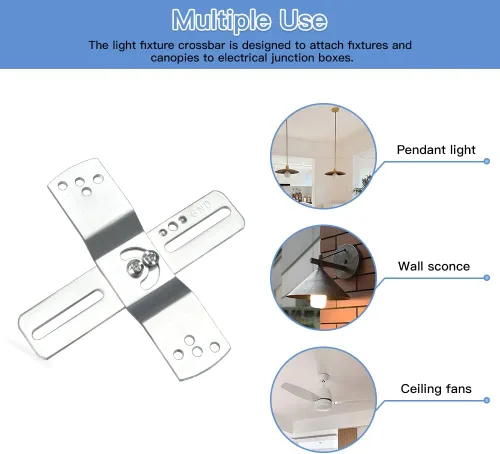 Miniatura 7 de Helunsi 2 juegos de soporte de montaje de lámpara, barra transversal universal de 4 pulgadas para iluminación, placa de montaje de ventilador