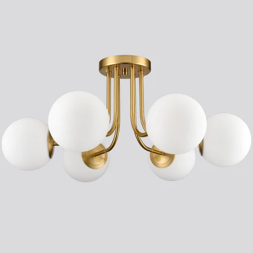 Miniatura 11 de Lámpara de techo semiempotrada moderna de metal negro de 3 luces con pantalla de vidrio de globo blanco, lámpara de montaje en techo para pasillo